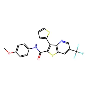 N-(4-methoxyphenyl)-3-(2-thienyl)-6-(trifluoromethyl)thieno[3,2-b]pyridine-2-carboxamide structure