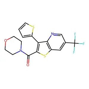 Morpholino[3-(2-thienyl)-6-(trifluoromethyl)thieno[3,2-b]pyridin-2-yl]methanone structure