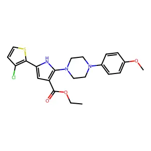 Ethyl 5-(3-chlorothiophen-2-yl)-2-[4-(4-methoxyphenyl)piperazin-1-yl]-1H-pyrrole-3-carboxylate structure