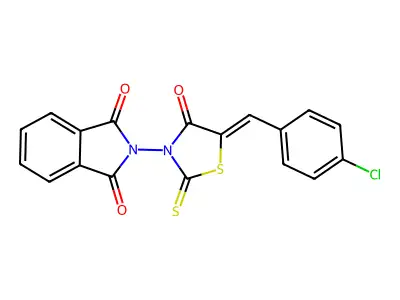 2-[5-[(4-chlorophenyl)methylidene]-4-oxo-2-sulfanylidene-1,3-thiazolidin-3-yl]isoindole-1,3-dione structure