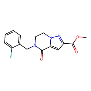 methyl 5-(2-fluorobenzyl)-4-oxo-4,5,6,7-tetrahydropyrazolo[1,5-a]pyrazine-2-carboxylate structure