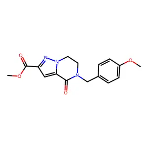 methyl 5-(4-methoxybenzyl)-4-oxo-4,5,6,7-tetrahydropyrazolo[1,5-a]pyrazine-2-carboxylate structure
