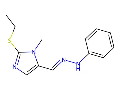 N-[(2-ethylsulfanyl-3-methylimidazol-4-yl)methylideneamino]aniline structure