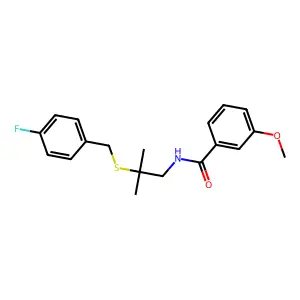 N-{2-[(4-fluorobenzyl)sulfanyl]-2-methylpropyl}-3-methoxybenzenecarboxamide structure