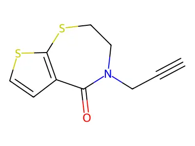 4-(2-propynyl)-3,4-dihydrothieno[3,2-f][1,4]thiazepin-5(2H)-one structure