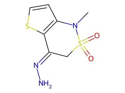 (1-Methyl-2,2-dioxothieno[3,2-c]thiazin-4-ylidene)hydrazine structure