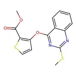 Methyl 3-{[2-(methylsulfanyl)-4-quinazolinyl]oxy}-2-thiophenecarboxylate structure