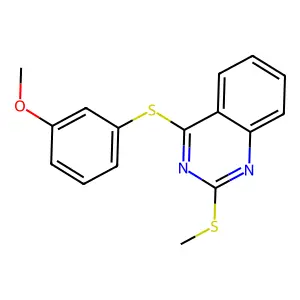 Methyl 3-{[2-(methylsulfanyl)-4-quinazolinyl]sulfanyl}phenyl ether structure