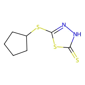 5-(Cyclopentylsulfanyl)-1,3,4-thiadiazol-2-ylhydrosulfide structure