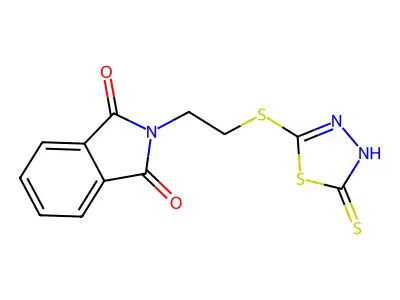 2-{2-[(5-sulfanyl-1,3,4-thiadiazol-2-yl)sulfanyl]ethyl}-1H-isoindole-1,3(2H)-dione structure