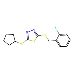 2-(Cyclopentylsulfanyl)-5-[(2-fluorobenzyl)sulfanyl]-1,3,4-thiadiazole structure