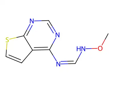 (E)-N'-methoxy-N-{thieno[2,3-d]pyrimidin-4-yl}methanimidamide structure