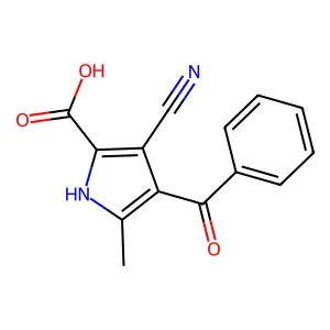 4-benzoyl-3-cyano-5-methyl-1H-pyrrole-2-carboxylic acid structure