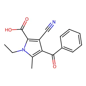 4-benzoyl-3-cyano-1-ethyl-5-methyl-1H-pyrrole-2-carboxylic acid structure
