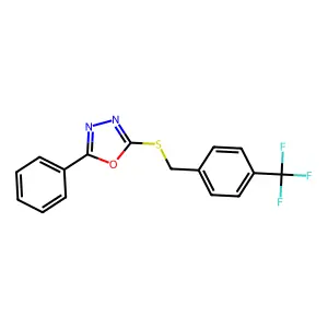 2-Phenyl-5-{[4-(trifluoromethyl)benzyl]sulfanyl}-1,3,4-oxadiazole structure