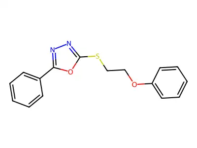 2-(2-Phenoxyethylsulfanyl)-5-phenyl-1,3,4-oxadiazole structure