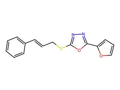 2-(Furan-2-yl)-5-(3-phenylprop-2-enylsulfanyl)-1,3,4-oxadiazole structure