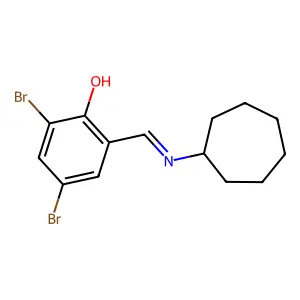 2,4-Dibromo-6-[(cycloheptylimino)methyl]benzenol structure