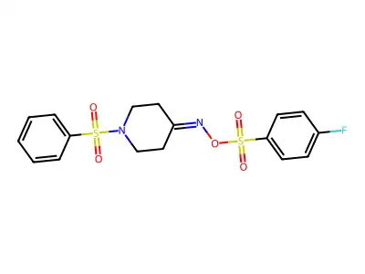 4-({[(4-Fluorophenyl)sulfonyl]oxy}imino)-1-(phenylsulfonyl)piperidine structure