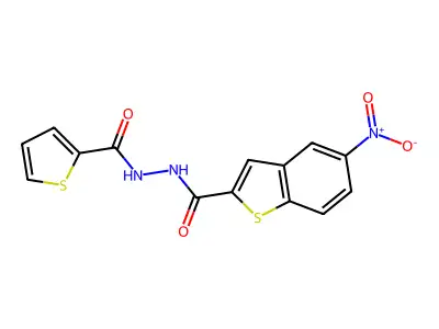 5-nitro-N'-(2-thienylcarbonyl)-1-benzothiophene-2-carbohydrazide structure