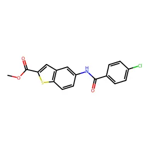 Methyl 5-[(4-chlorobenzoyl)amino]-1-benzothiophene-2-carboxylate structure