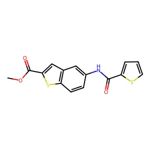 Methyl 5-[(2-thienylcarbonyl)amino]-1-benzothiophene-2-carboxylate structure