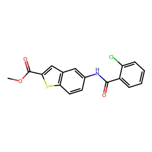 Methyl 5-[(2-chlorobenzoyl)amino]-1-benzothiophene-2-carboxylate structure
