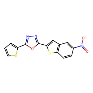 2-(5-Nitro-1-benzothiophen-2-yl)-5-(2-thienyl)-1,3,4-oxadiazole structure