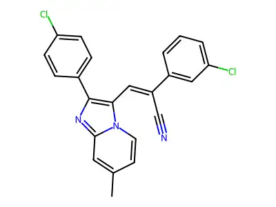 (Z)-2-(3-chlorophenyl)-3-[2-(4-chlorophenyl)-7-methylimidazo[1,2-a]pyridin-3-yl]-2-propenenitrile structure