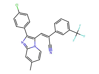 (Z)-3-[2-(4-chlorophenyl)-7-methylimidazo[1,2-a]pyridin-3-yl]-2-[3-(trifluoromethyl)phenyl]-2-propenenitrile structure