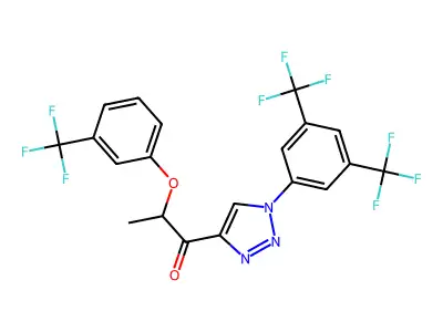 1-[1-[3,5-bis(trifluoromethyl)phenyl]triazol-4-yl]-2-[3-(trifluoromethyl)phenoxy]propan-1-one structure