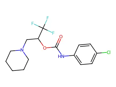 2,2,2-trifluoro-1-(piperidinomethyl)ethyl N-(4-chlorophenyl)carbamate structure