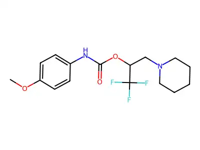 2,2,2-trifluoro-1-(piperidinomethyl)ethyl N-(4-methoxyphenyl)carbamate structure
