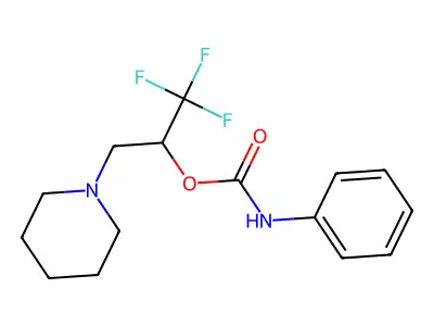2,2,2-trifluoro-1-(piperidinomethyl)ethyl N-phenylcarbamate structure