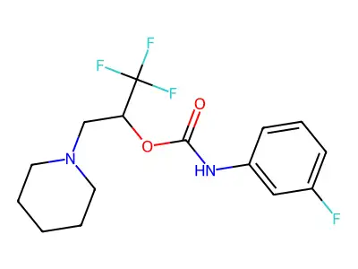 2,2,2-trifluoro-1-(piperidinomethyl)ethyl N-(3-fluorophenyl)carbamate structure