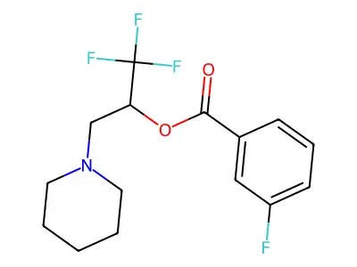 2,2,2-Trifluoro-1-(piperidinomethyl)ethyl 3-fluorobenzenecarboxylate structure