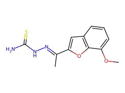 2-[(E)-1-(7-methoxy-1-benzofuran-2-yl)ethylidene]-1-hydrazinecarbothioamide structure