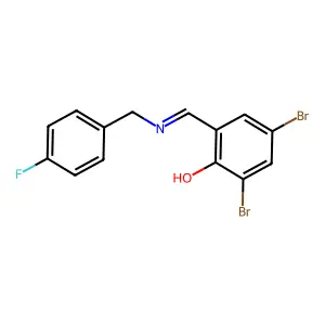 2,4-Dibromo-6-{[(4-fluorobenzyl)imino]methyl}benzenol structure