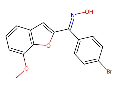 N-[(4-bromophenyl)-(7-methoxy-1-benzofuran-2-yl)methylidene]hydroxylamine structure