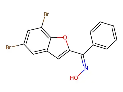 N-[(5,7-dibromo-1-benzofuran-2-yl)-phenylmethylidene]hydroxylamine structure