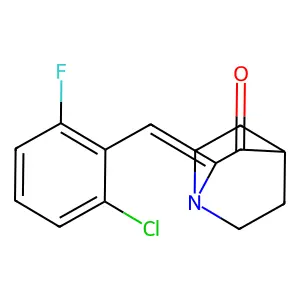 (2Z)-2-[(2-chloro-6-fluorophenyl)methylidene]-1-azabicyclo[2.2.2]octan-3-one structure
