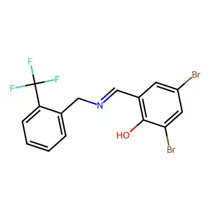 2,4-Dibromo-6-({[2-(trifluoromethyl)benzyl]imino}methyl)benzenol structure