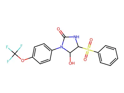 4-(Benzenesulfonyl)-5-hydroxy-1-[4-(trifluoromethoxy)phenyl]imidazolidin-2-one structure
