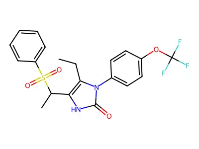 5-ethyl-4-[1-(phenylsulfonyl)ethyl]-1-[4-(trifluoromethoxy)phenyl]-1,3-dihydro-2H-imidazol-2-one structure