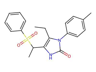 5-ethyl-1-(4-methylphenyl)-4-[1-(phenylsulfonyl)ethyl]-1,3-dihydro-2H-imidazol-2-one structure
