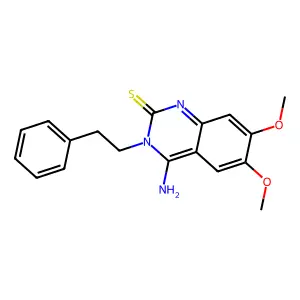 4-imino-6,7-dimethoxy-3-phenethyl-3,4-dihydro-2(1H)-quinazolinethione structure