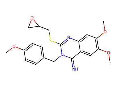 6,7-dimethoxy-3-[(4-methoxyphenyl)methyl]-2-(oxiran-2-ylmethylsulfanyl)quinazolin-4-imine structure