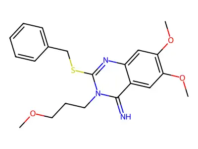 2-(benzylsulfanyl)-6,7-dimethoxy-3-(3-methoxypropyl)-4(3H)-quinazolinimine structure