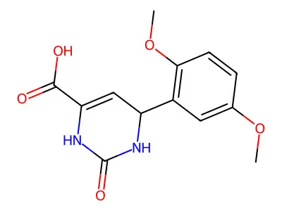 6-(2,5-Dimethoxyphenyl)-2-oxo-1,2,3,6-tetrahydro-4-pyrimidinecarboxylic acid structure