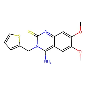 4-imino-6,7-dimethoxy-3-(2-thienylmethyl)-3,4-dihydro-2(1H)-quinazolinethione structure